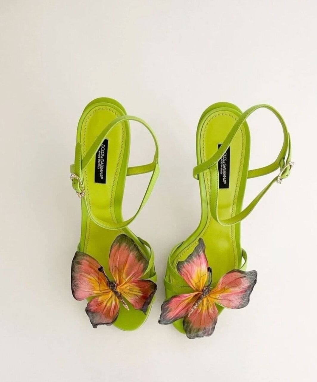 Butterfly Embellished Heels – Lime Green