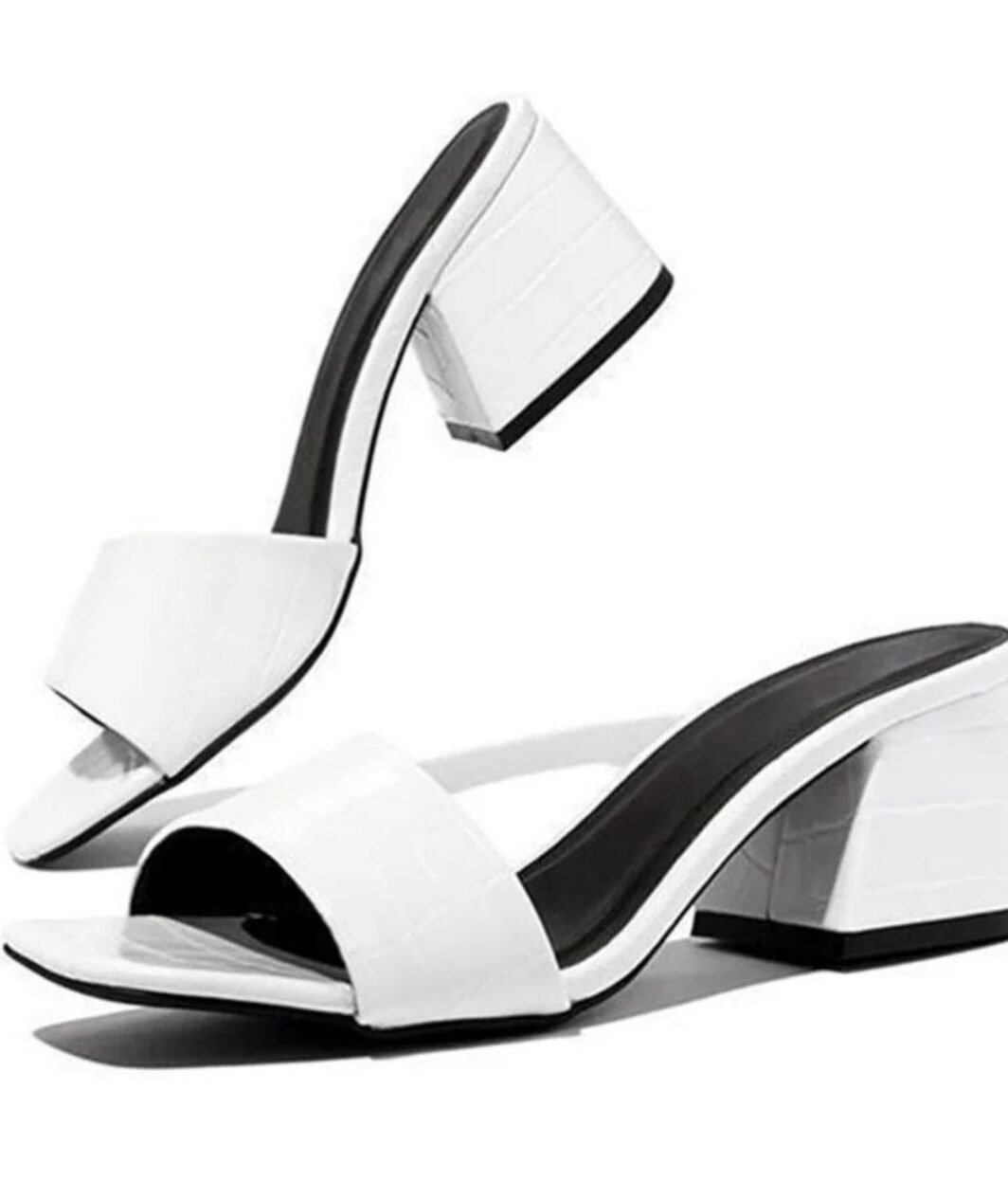 White Block Heel Summer Sandals