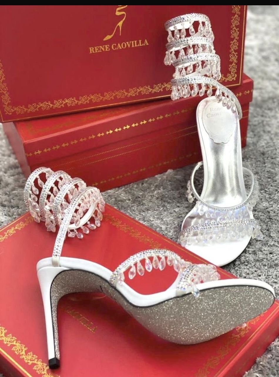 Rene Caovilla Silver Crystal Embellished Sandals