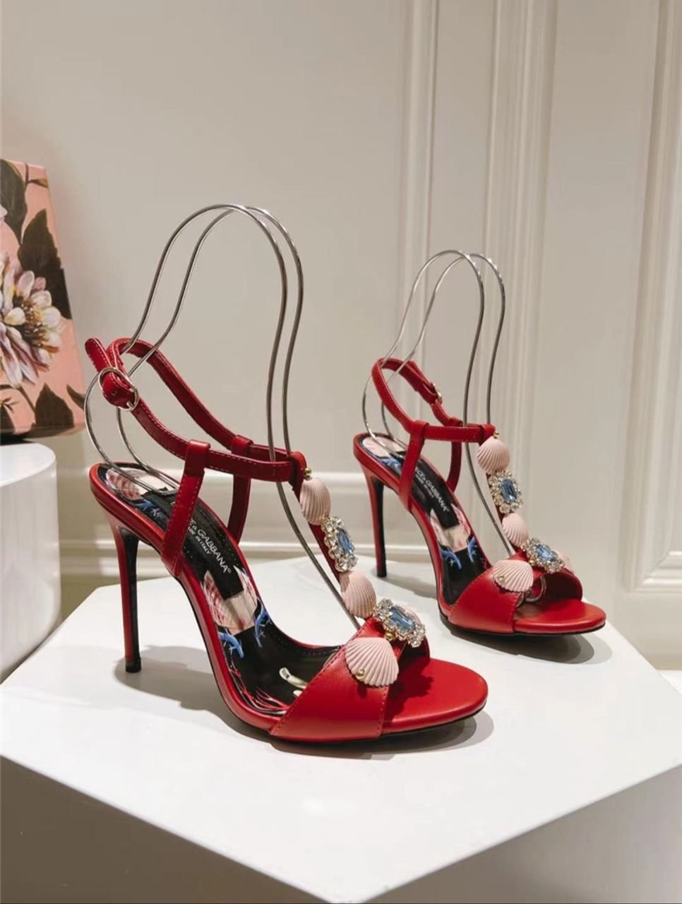 Dolce & Gabbana Red Embellished Sandals