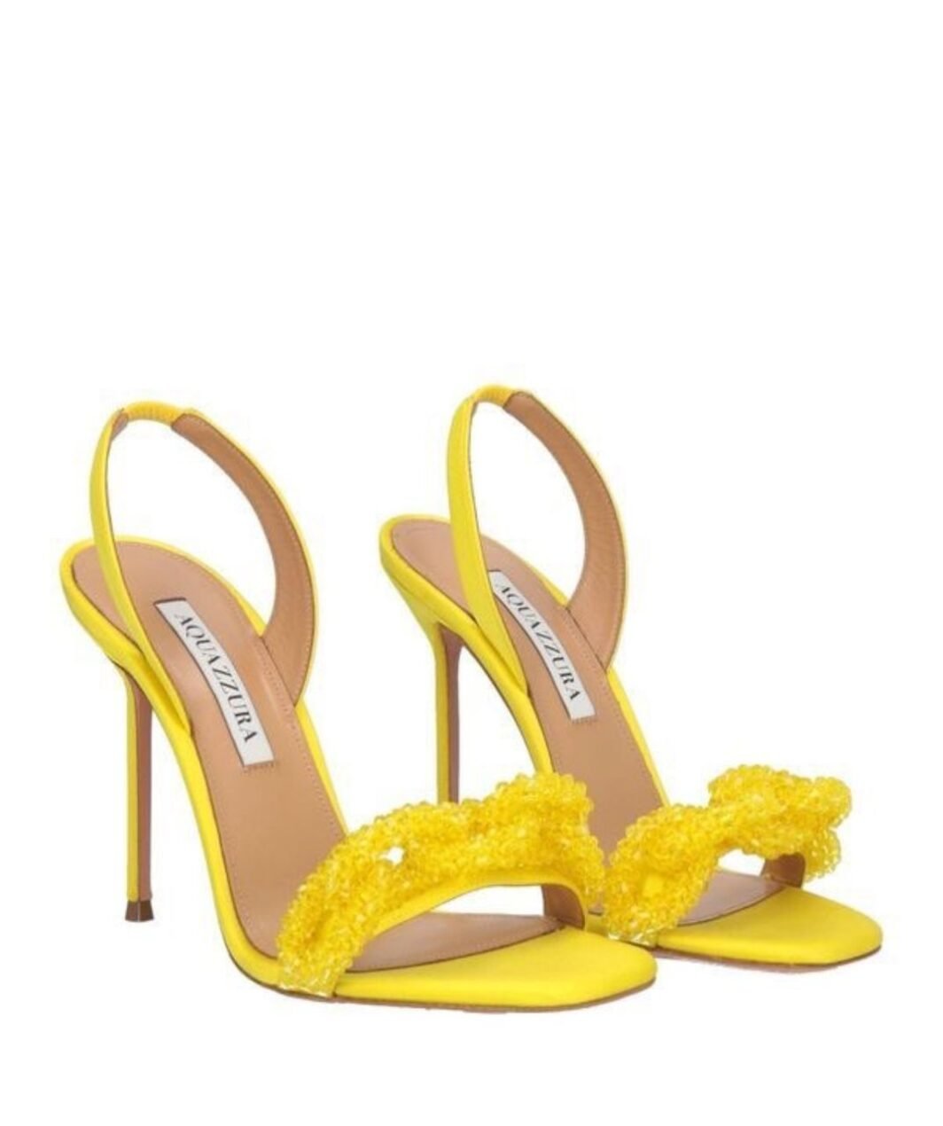 Aquazzura Chain of Love Satin Slingback Sandals – Yellow