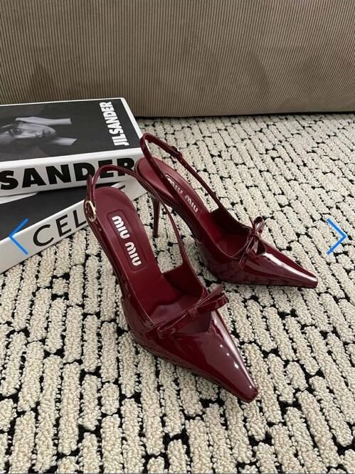 Patent Slingback Heels with Bow Detail