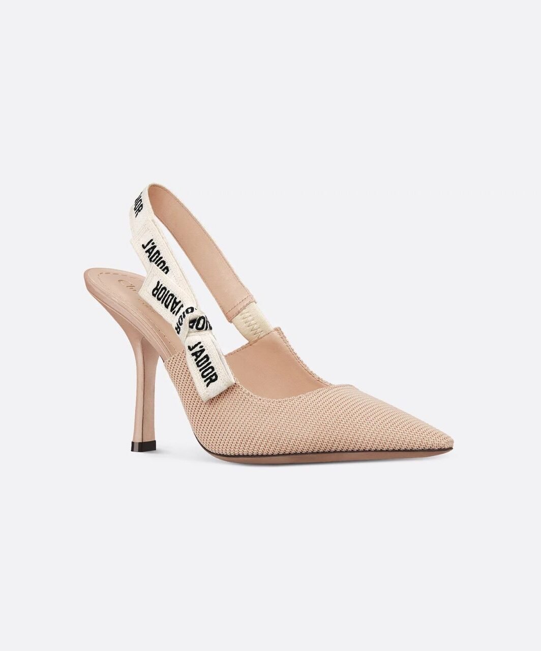 J’Adior-Inspired Beige Mesh Slingback Heels