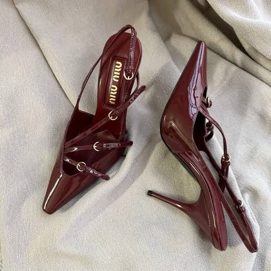 Glossy Strappy Patent Slingback Heels